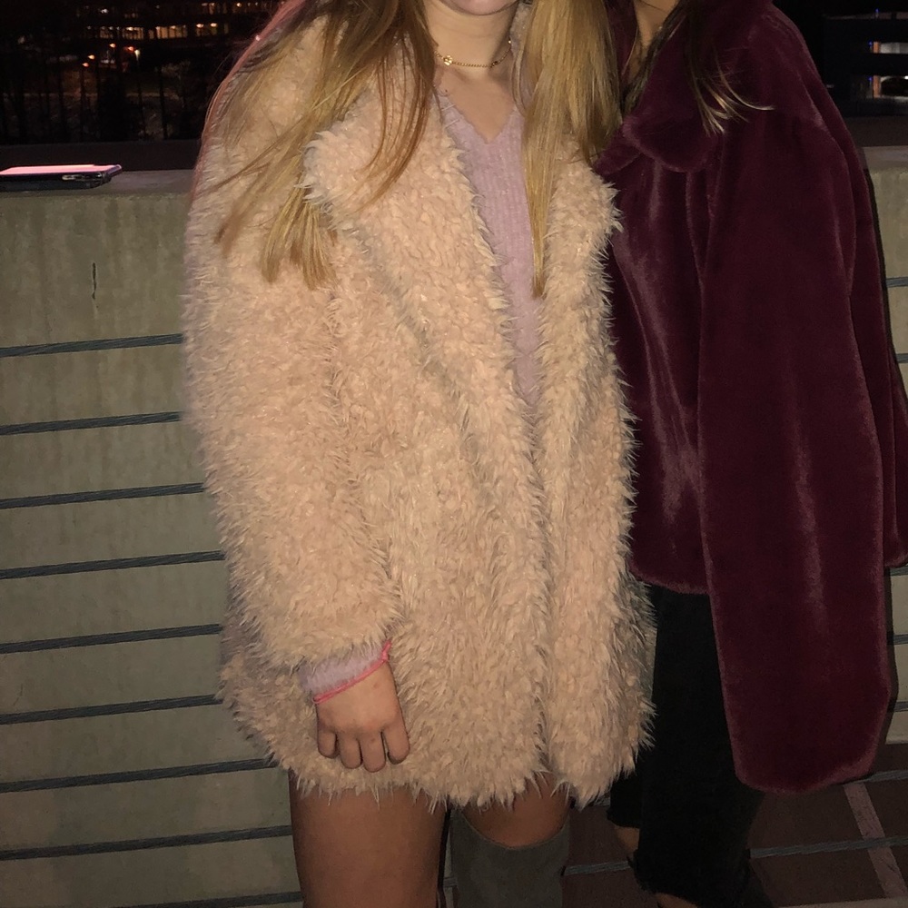 Tan/cream fur coat